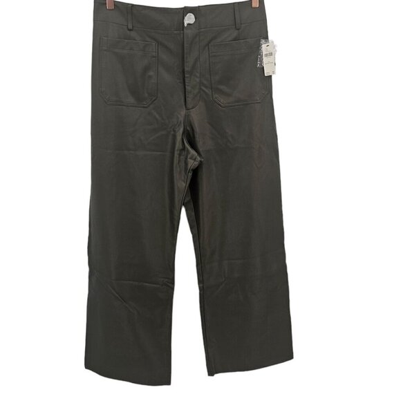 Anthropologie Plus Size 24W Colette Cropped Wide Leg Faux Leather Pants NWT - Picture 3 of 13